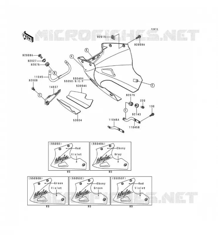 LOWER COWLING Kawasaki MOTOS 250 2000 NINJA 250R  EX250-F14