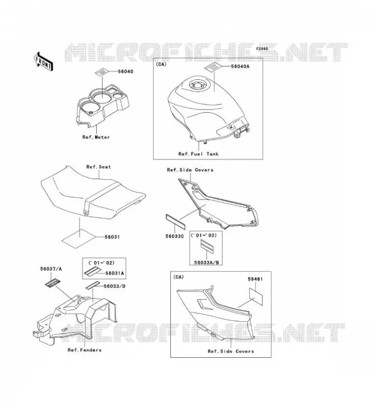 LABELS Kawasaki MOTOS 250 2005 NINJA 250R  EX250-F19