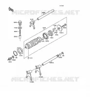 GEAR CHANGE DRUM   SHIFT FORKS voor Kawasaki GPX250R 1989