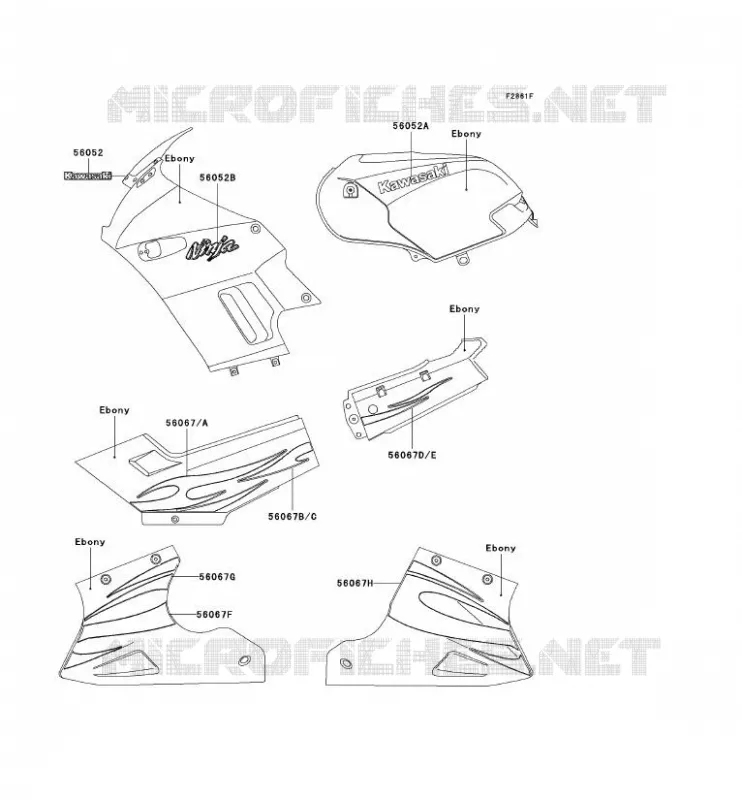 STICKER(EBONY) Kawasaki MOTOS 250 2007 NINJA 250R  EX250F7F