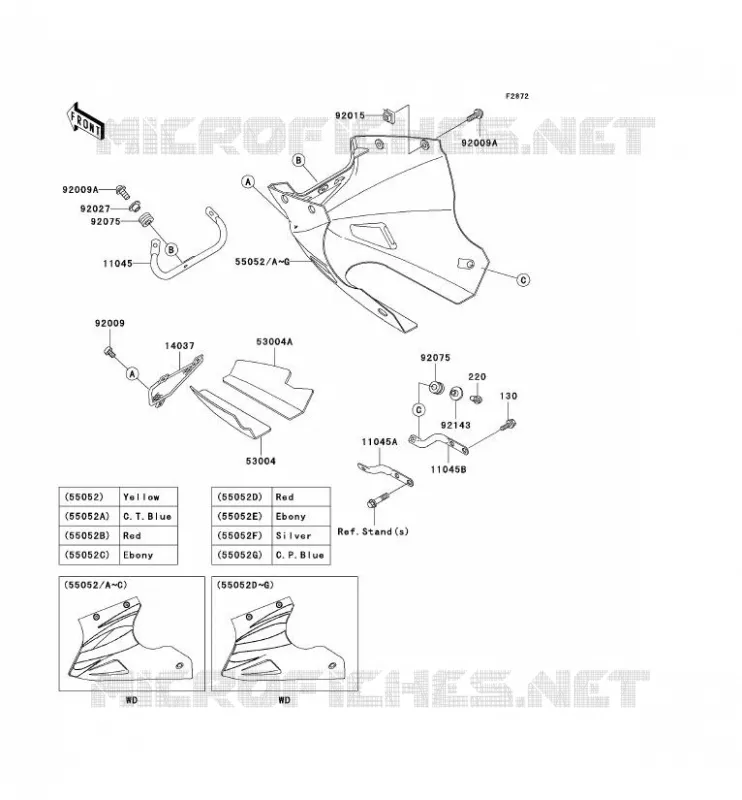 LOWER COWLING Kawasaki MOTOS 250 2007 NINJA 250R  EX250F7F