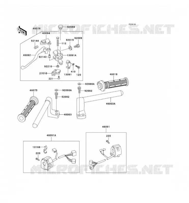 HANDLEBAR Kawasaki MOTOS 250 2000 ZZR250  EX250-H11