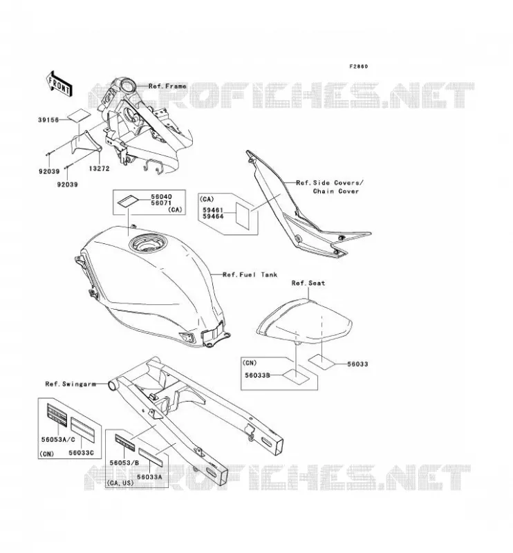 LABELS Kawasaki MOTOS 250 2009 NINJA 250R  EX250J9FA