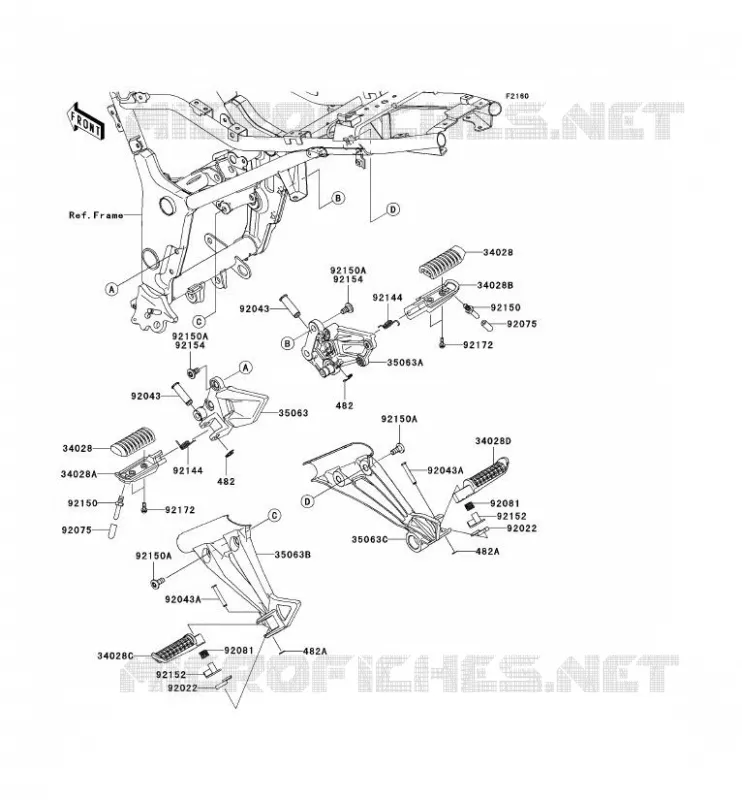 FOOTREST Kawasaki MOTOS 250 2012 NINJA 250R  EX250JCFA