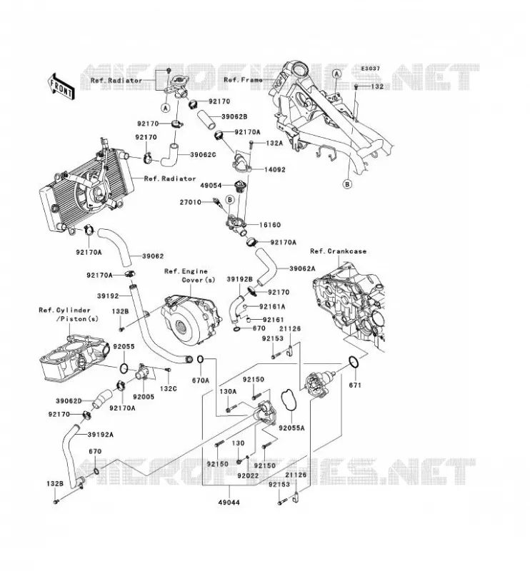 WATER PIPE Kawasaki MOTOS 250 2012 NINJA 250R  EX250JCFA