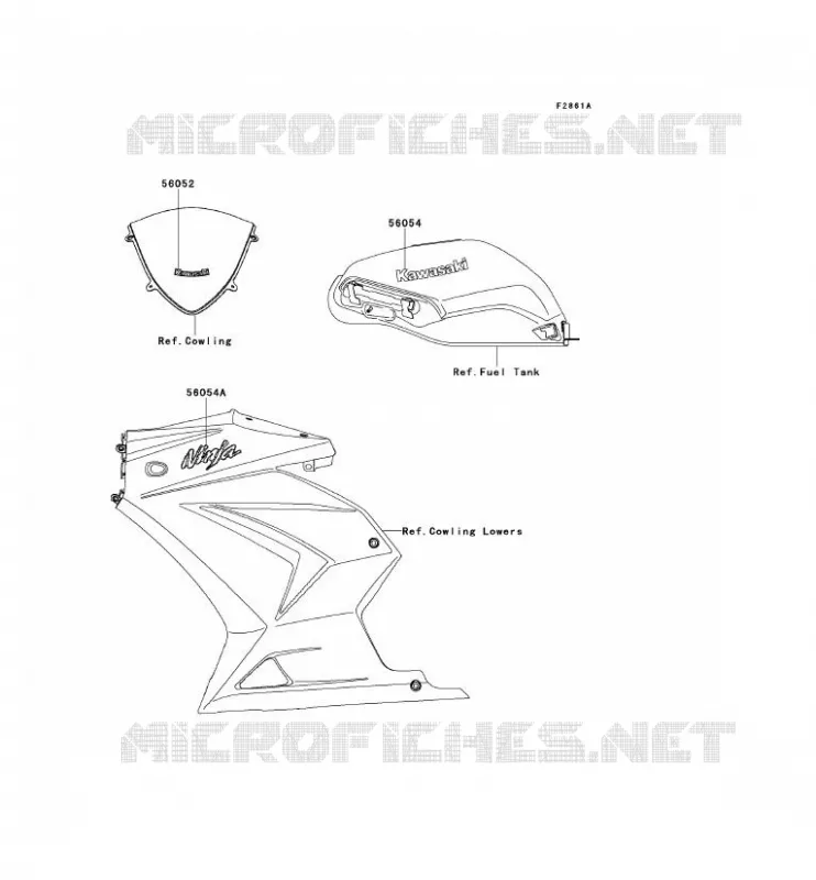 STICKER(WHITE)(GREEN) Kawasaki MOTOS 250 2011 NINJA 250R  EX250KBF