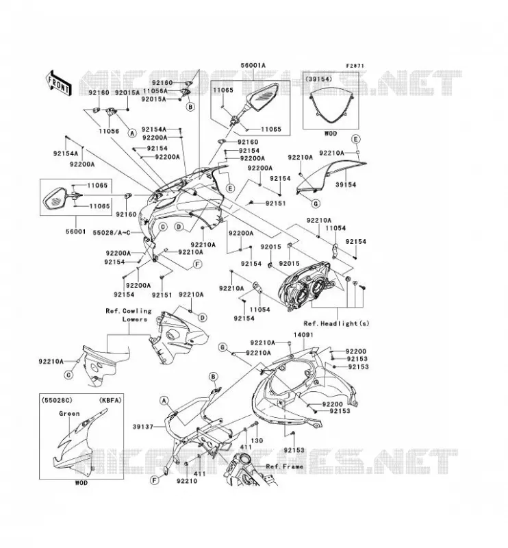 COWLING Kawasaki MOTOS 250 2012 NINJA 250R  EX250KCF