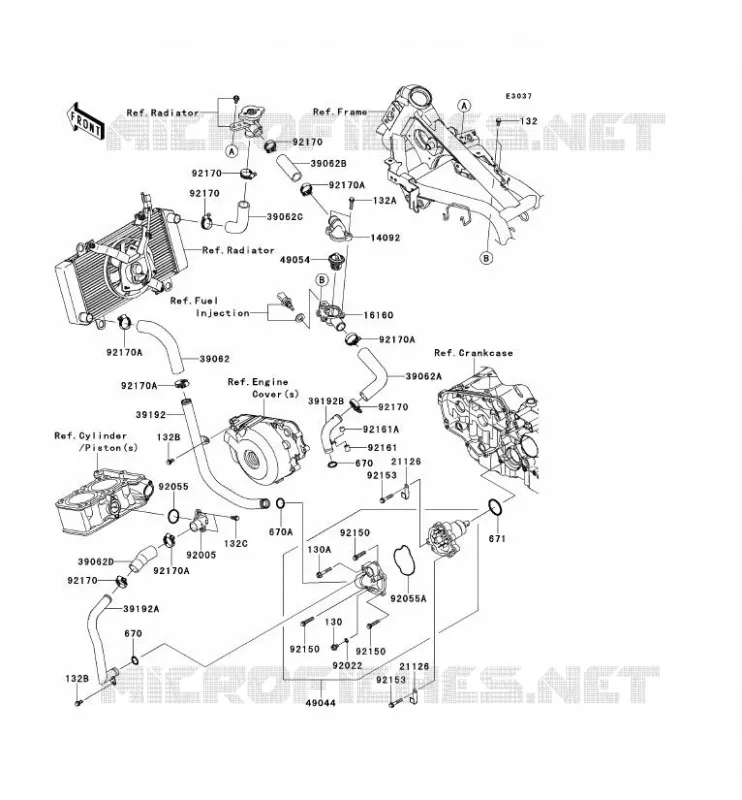 WATER PIPE Kawasaki MOTOS 250 2012 NINJA 250R  EX250KCF