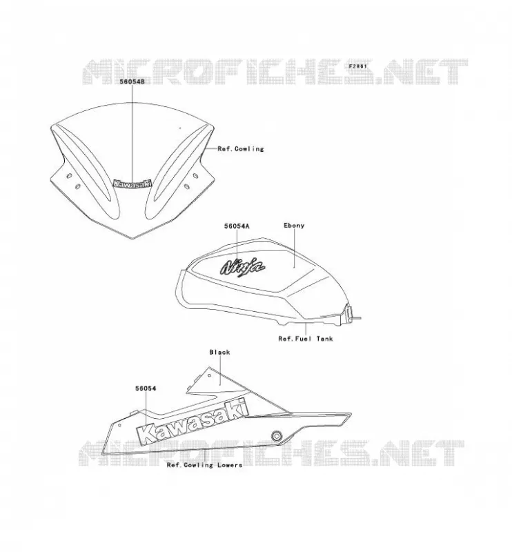STICKER(EBONY) Kawasaki MOTOS 300 2013 NINJA 300  EX300ADF