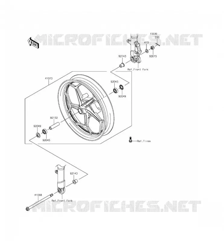 FRONT HUB Kawasaki MOTOS 300 2014 NINJA 300 ABS  EX300BEF