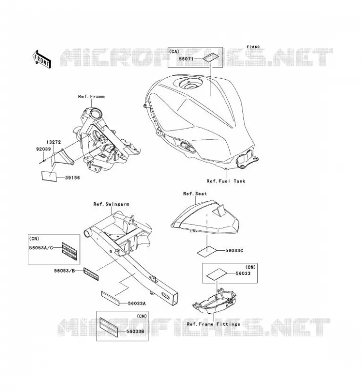 LABELS Kawasaki MOTOS 300 2014 NINJA 300 ABS  EX300BEFA
