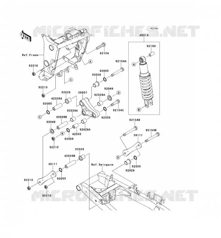 SUSPENSION - SHOCK ABSORBER Kawasaki MOTOS 300 2014 NINJA 300 ABS  EX300BES