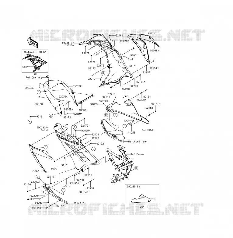 LOWER COWLING Kawasaki MOTOS 300 2015 NINJA 300 ABS  EX300BFS