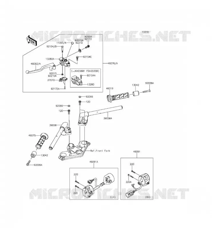 HANDLEBAR Kawasaki MOTOS 300 2015 NINJA 300 ABS  EX300BFSA