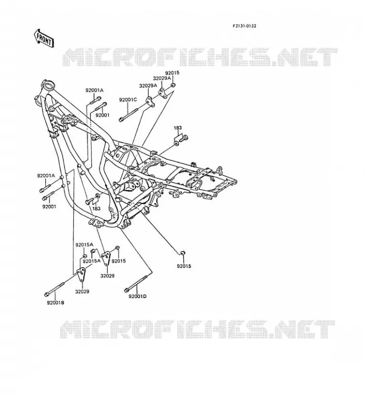 FRAME PARTS (COUVERTURE) Kawasaki MOTOS 305 1987 GPZ305 BELT DRIVE  EX305-B5