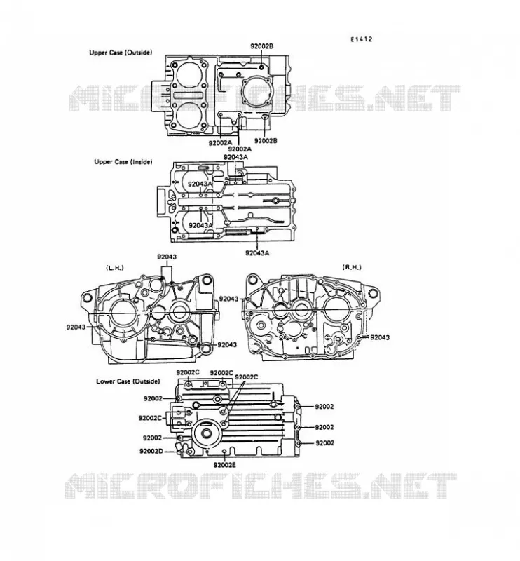 CRANKCASE BOLT Kawasaki MOTOS 305 1989 GPZ305 BELT DRIVE  EX305-B7