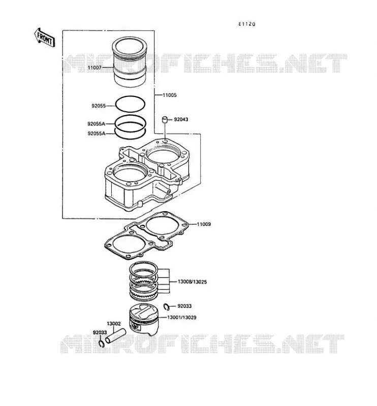 CYLINDER - PISTON  Kawasaki MOTOS 400 1989 GPZ400S  EX400-A3