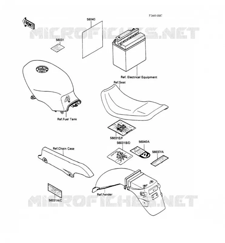 LABELS Kawasaki MOTOS 500 1988 GPZ500S  EX500-A2