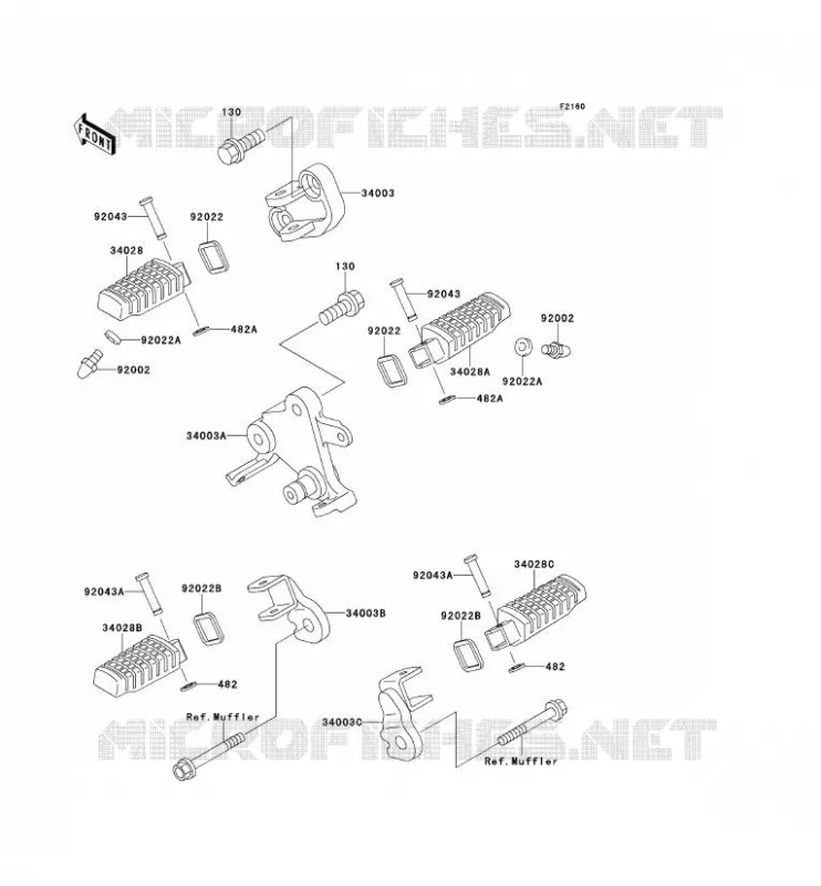 FOOTREST Kawasaki MOTOS 500 1991 GPZ500S  EX500-A5