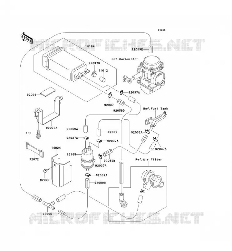 FUEL EVAPORATION SYSTEM Kawasaki MOTOS 500 1993 GPZ500S  EX500-A7