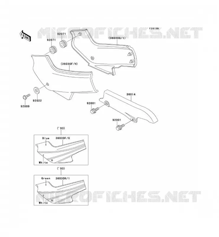 SIDE COWLING(2/2) Kawasaki MOTOS 500 1993 GPZ500S  EX500-A7