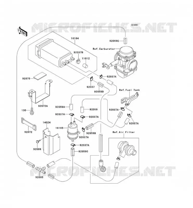 FUEL EVAPORATION SYSTEM Kawasaki MOTOS 500 1993 GPZ500S  EX500-A7