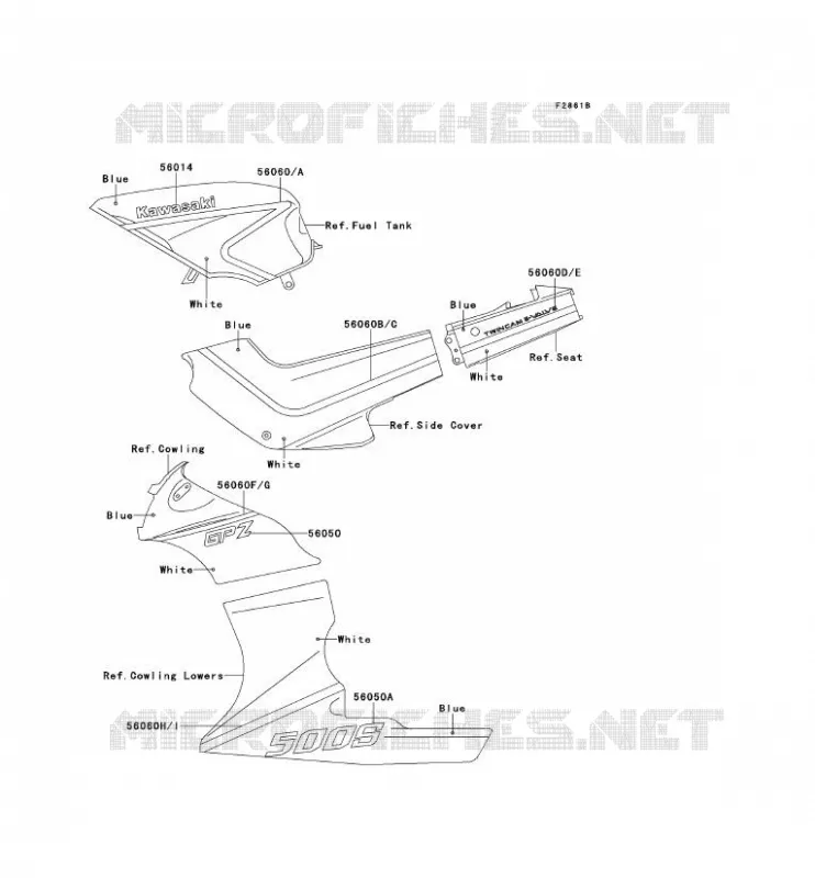 STICKER Kawasaki MOTOS 500 1992 GPZ500S  EX500-B5