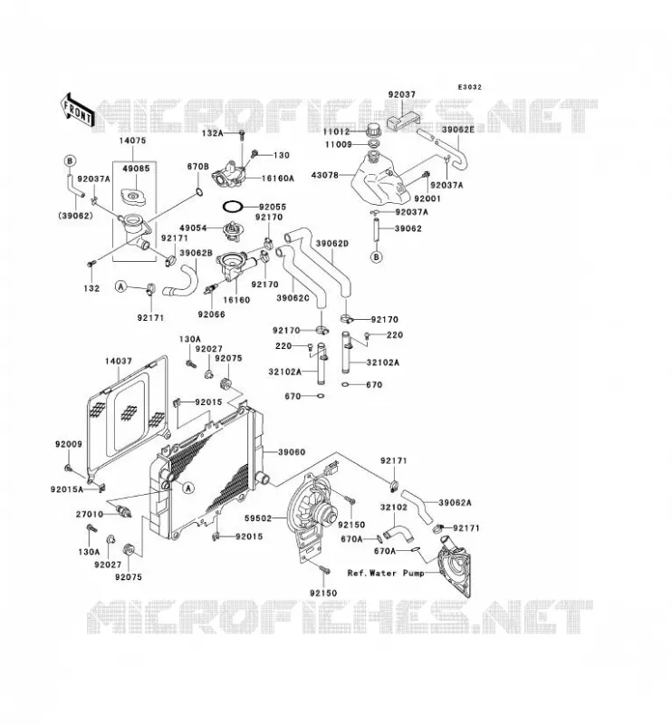 RADIATOR Kawasaki MOTOS 500 2005 GPZ500S  EX500-D12