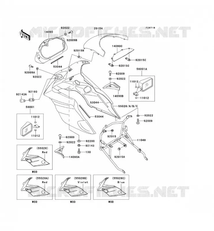 COWLING Kawasaki MOTOS 500 1996 GPZ500S  EX500-D3