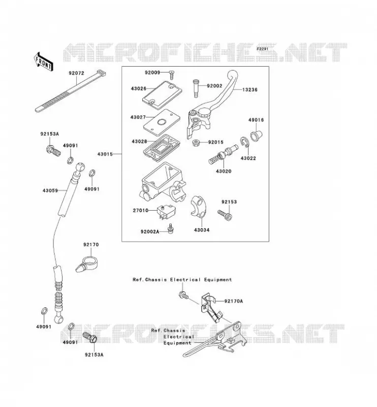 FRONT MASTER CYLINDER Kawasaki MOTOS 500 2006 GPZ500S  EX500D6F