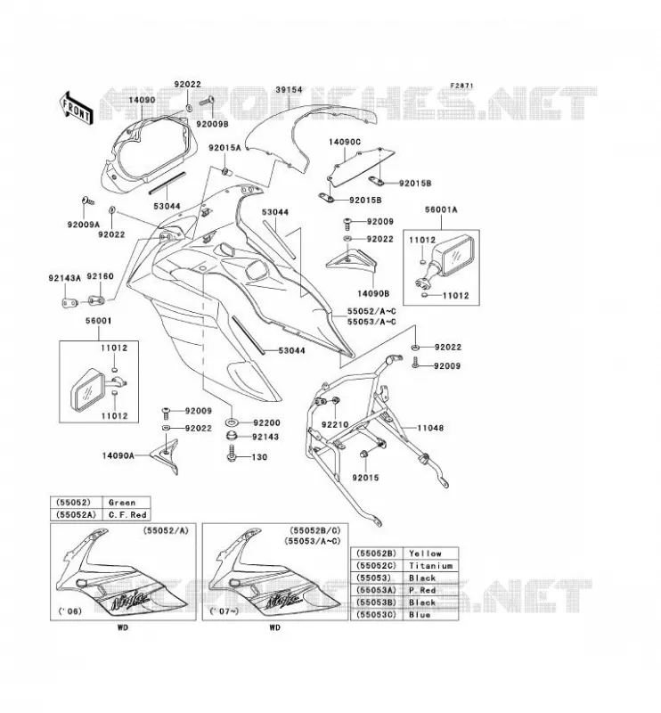 COWLING Kawasaki MOTOS 500 2006 GPZ500S  EX500D6F