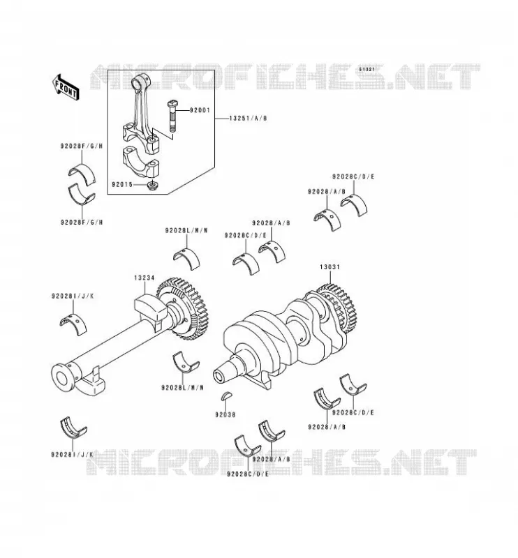 CRANKSHAFT Kawasaki MOTOS 500 2000 GPZ500S  EX500-D7