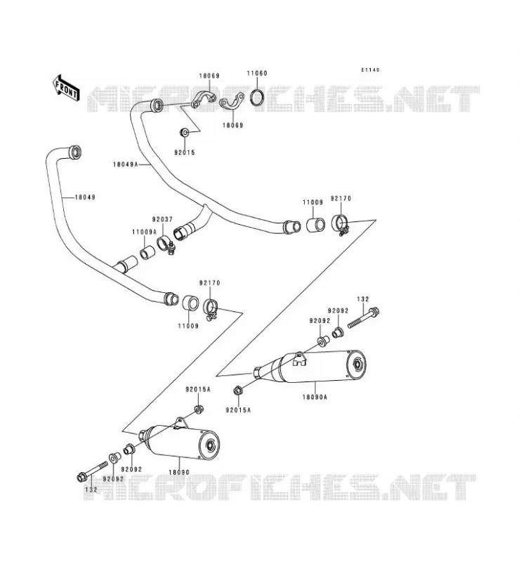 EXHAUST Kawasaki MOTOS 500 2000 GPZ500S  EX500-D7