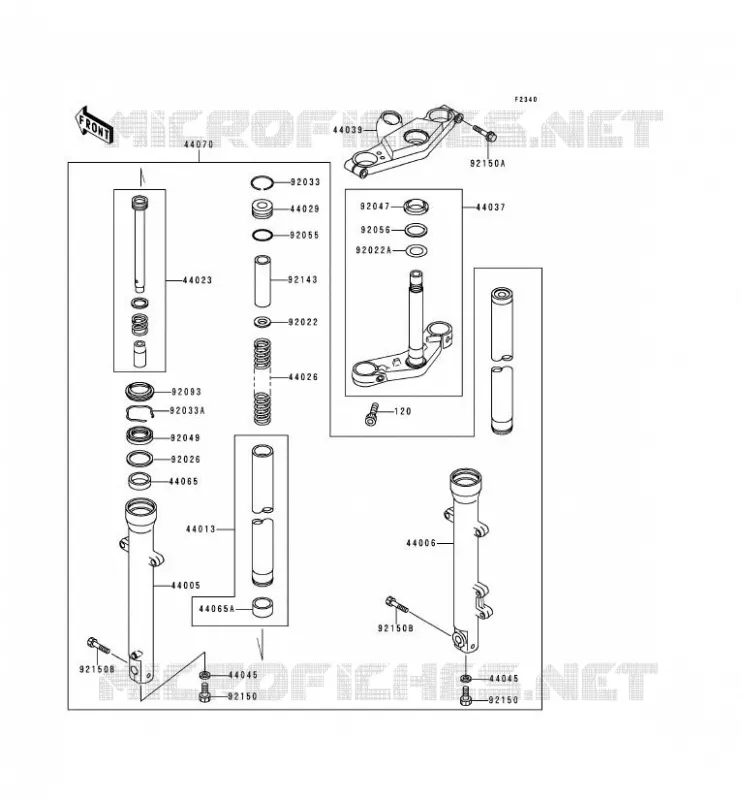 FRONT FORK Kawasaki MOTOS 500 2000 GPZ500S  EX500-D7