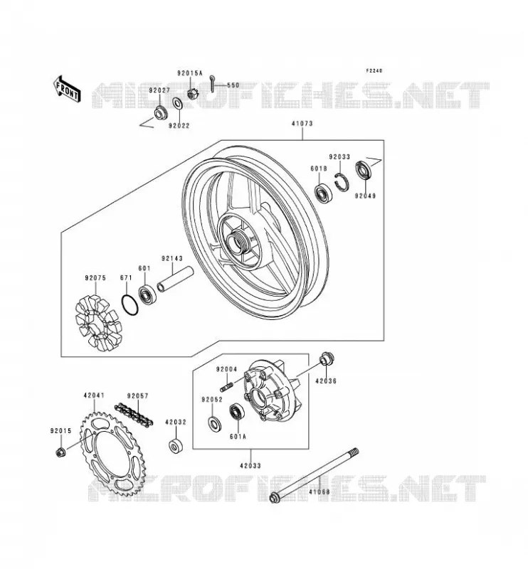 REAR HUB Kawasaki MOTOS 500 2000 GPZ500S  EX500-D7