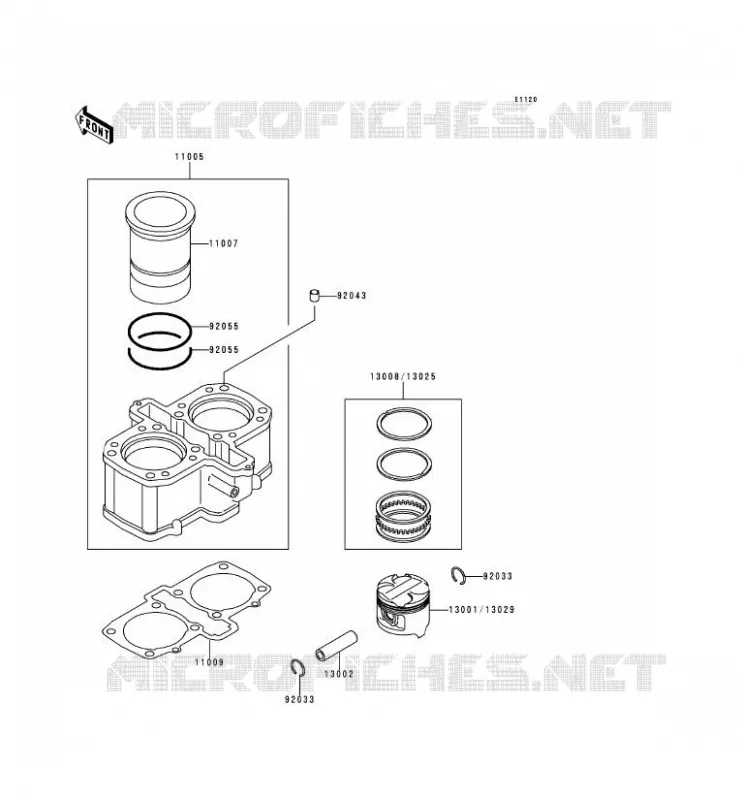 CYLINDER - PISTON  Kawasaki MOTOS 500 2000 GPZ500S  EX500-D7