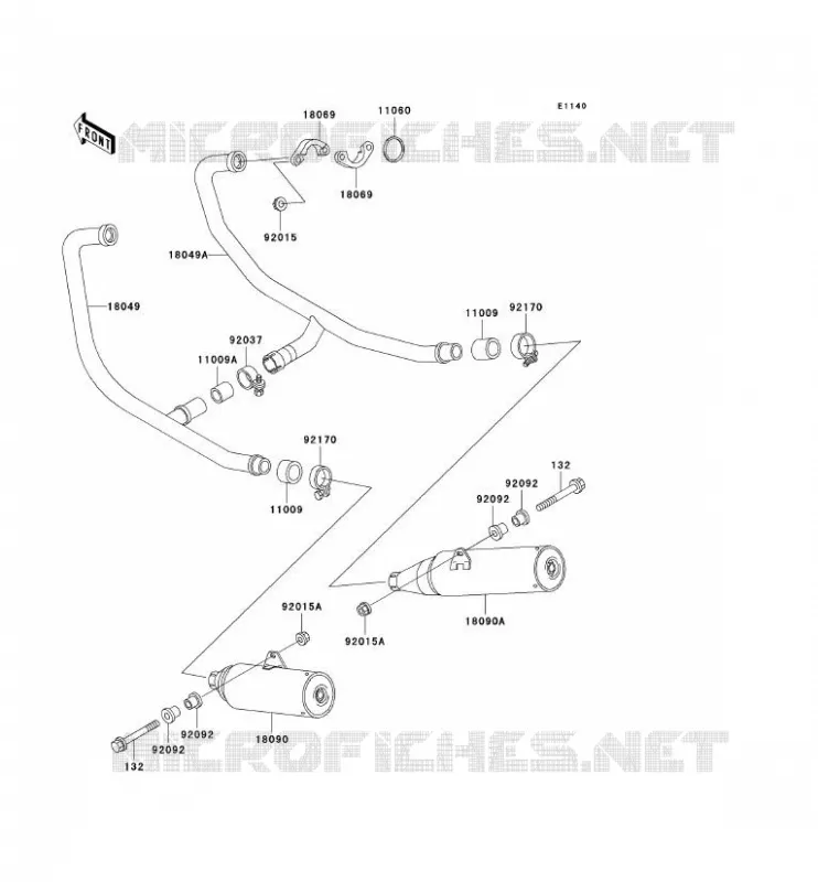 EXHAUST Kawasaki MOTOS 500 2000 GPZ500S  EX500-D7