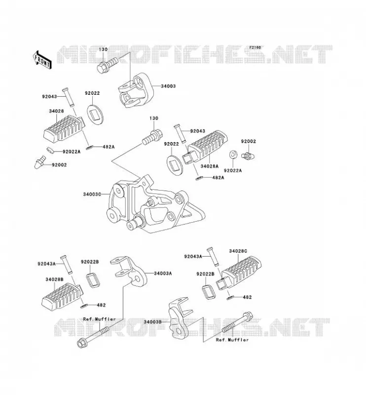 FOOTREST Kawasaki MOTOS 500 2000 GPZ500S  EX500-D7