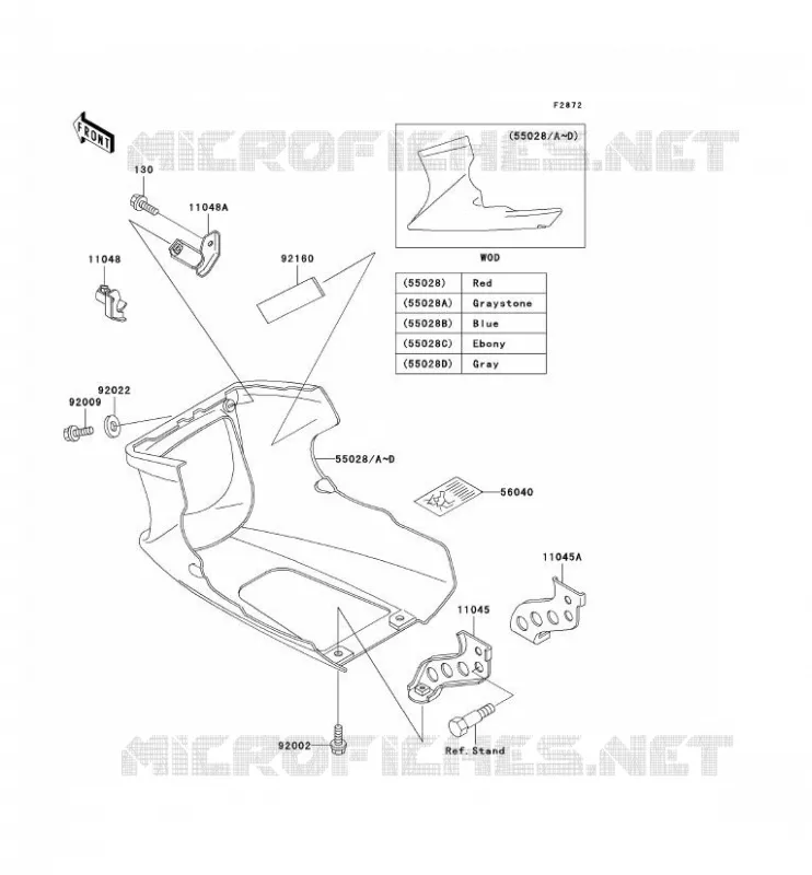 LOWER COWLING(2/2) Kawasaki MOTOS 500 2000 GPZ500S  EX500-D7