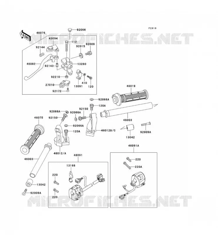 HANDLEBAR Kawasaki MOTOS 500 2008 GPZ500S  EX500D8F