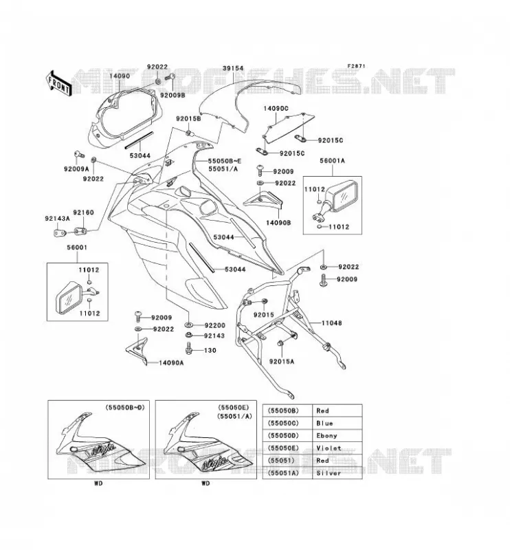 COWLING Kawasaki MOTOS 500 2002 GPZ500S  EX500-D9