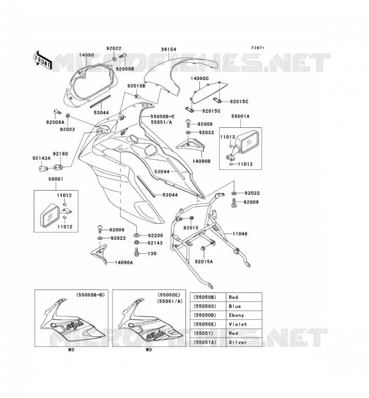 COWLING Kawasaki MOTOS 500 2002 GPZ500S  EX500-D9