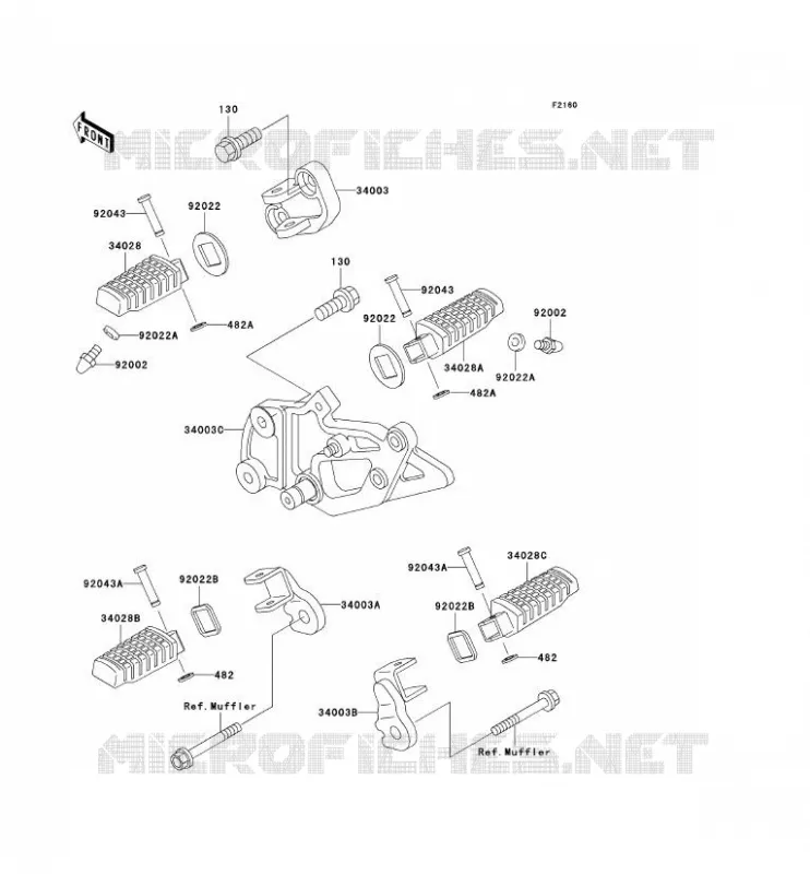 FOOTREST Kawasaki MOTOS 500 2002 GPZ500S  EX500-D9