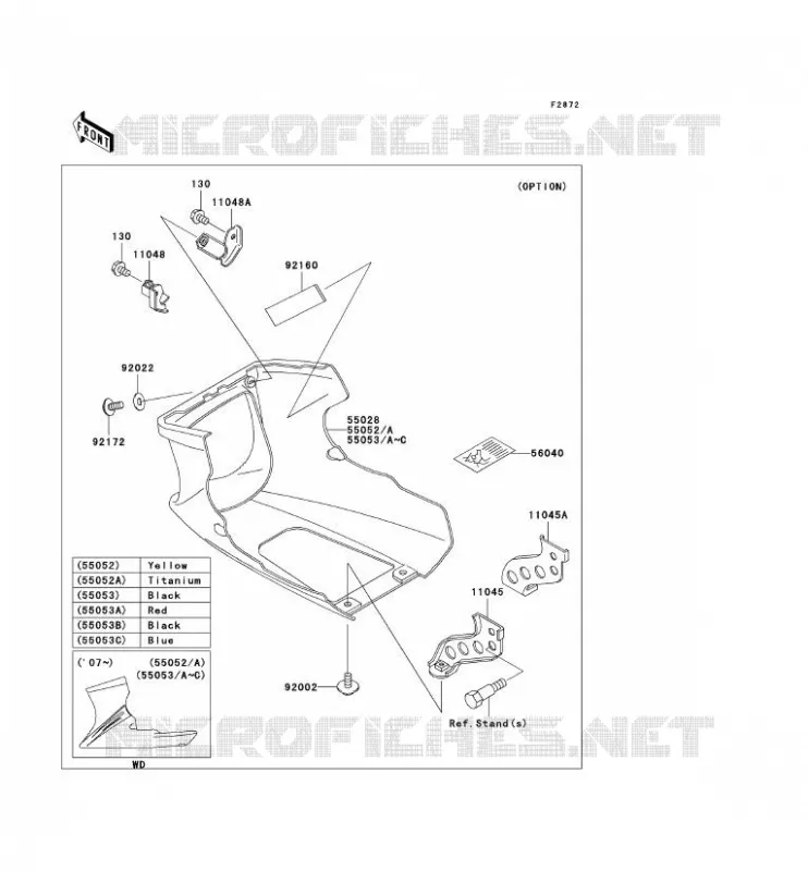 LOWER COWLING Kawasaki MOTOS 500 2009 GPZ500S  EX500D9F