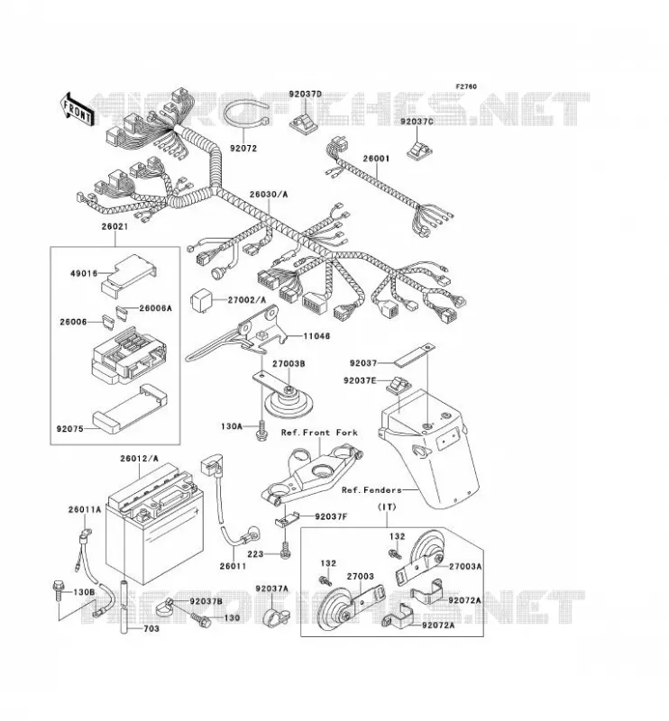 CHASSIS ELECTRICAL EQUIPMENT Kawasaki MOTOS 500 1994 GPZ500S  EX500-E1