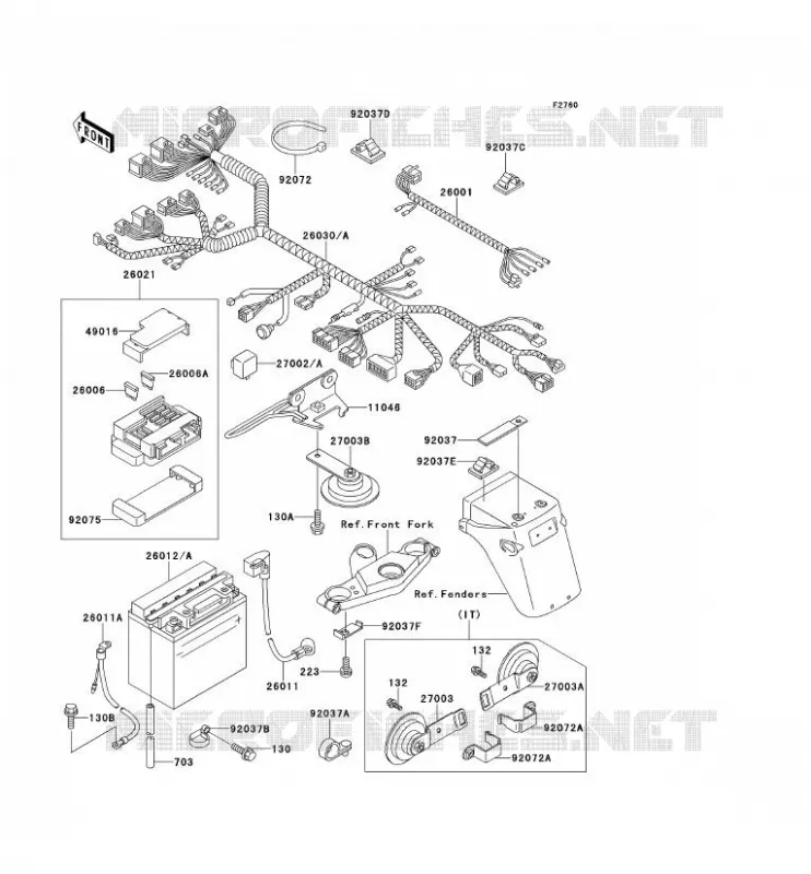 CHASSIS ELECTRICAL EQUIPMENT Kawasaki MOTOS 500 1994 GPZ500S  EX500-E1