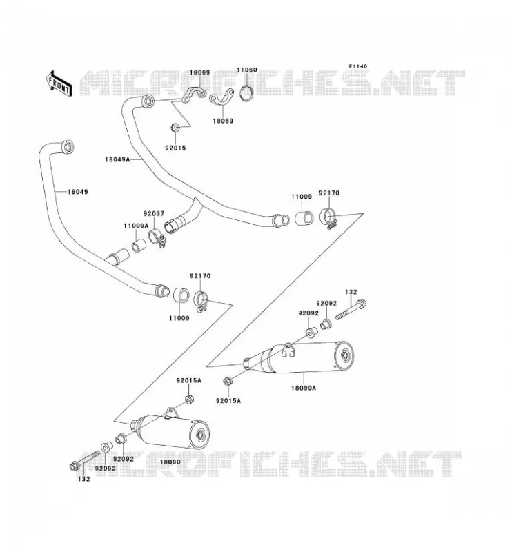 EXHAUST Kawasaki MOTOS 500 1995 GPZ500S  EX500-E2
