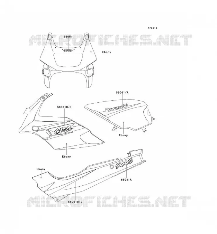 STICKER(EBONY) Kawasaki MOTOS 500 1997 GPZ500S  EX500-E4