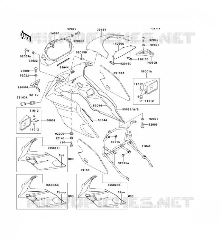 COWLING Kawasaki MOTOS 500 1997 GPZ500S  EX500-E4