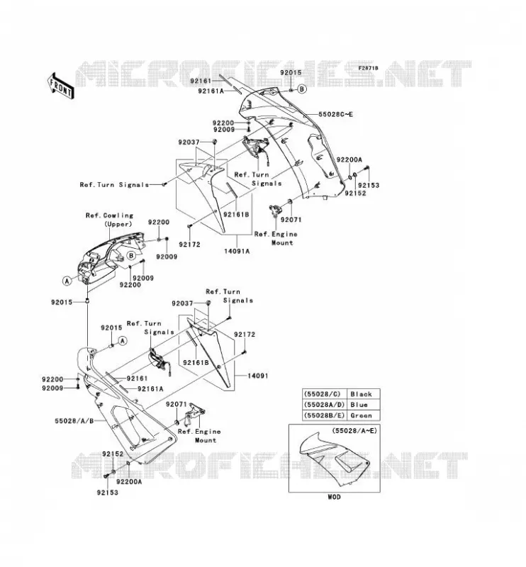 COWLING(CENTRALE) Kawasaki MOTOS 650 2007 ER-6F  EX650A7F